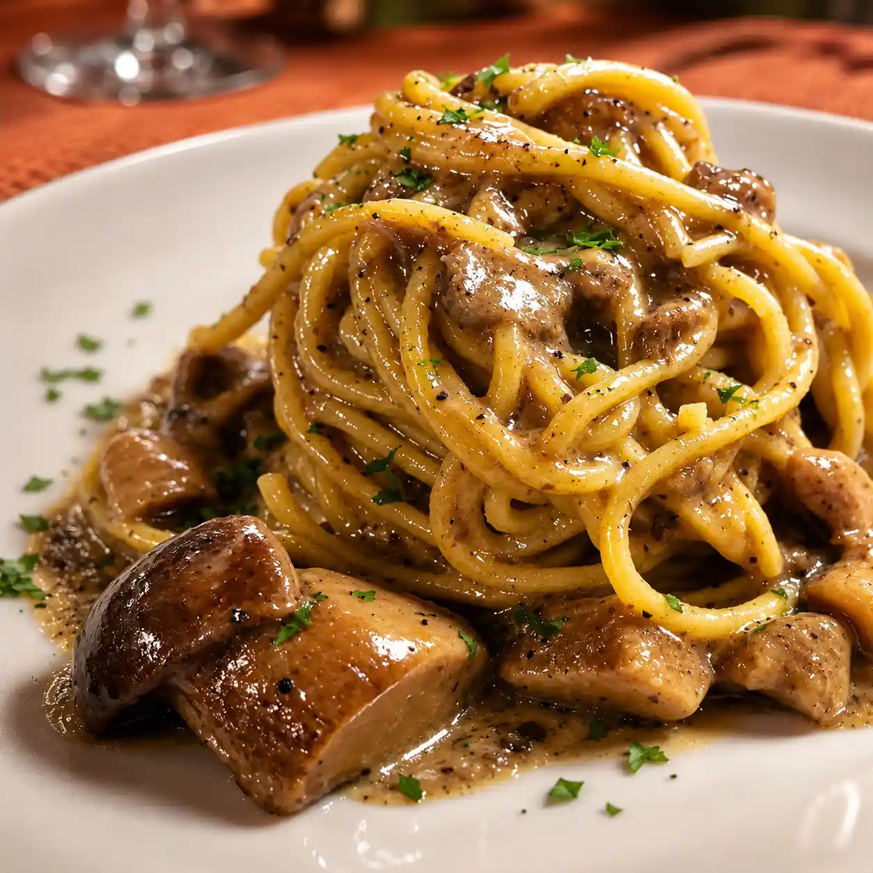 Spaghetti con funghi del ristorante Mammarosa